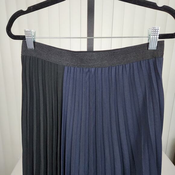 Leith Pleated A-Line Midi Skirt Colorblock Blue Black Women's Size Small - Picture 4 of 8